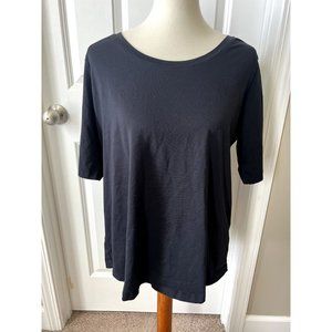 Land's End Black Everyday Wear Short Sleeve Women's T-Shirt - L (14-16)